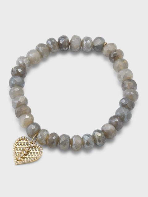 SYDNEY EVAN Moonstone Bead & Diamond Marquise Eye Heart Charm Bracelet