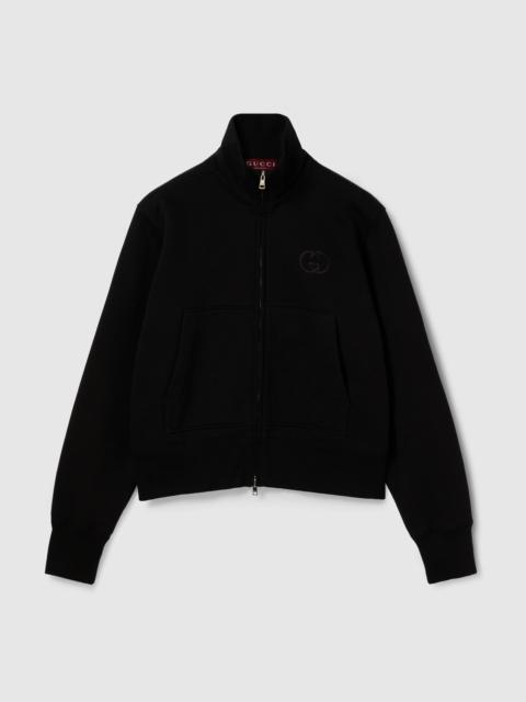 GUCCI Brushed cotton jersey zip sweatshirt