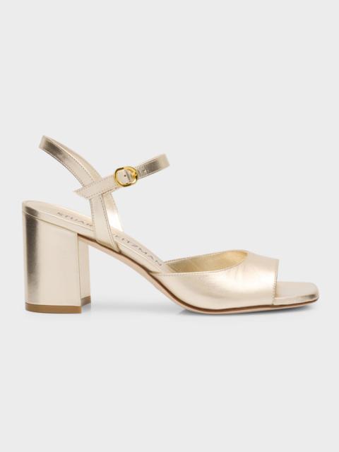 Stuart Weitzman Tia Metallic Ankle-Strap Sandals