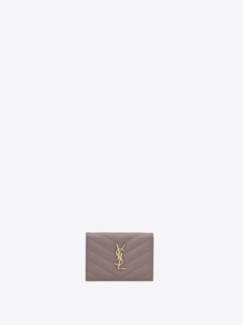 Shop Saint Laurent BUSINESS CARD CASE IN GRAIN DE POUDRE EMBOSSED