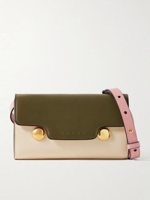 Marni Trunkaroo embellished color-block leather shoulder bag Green