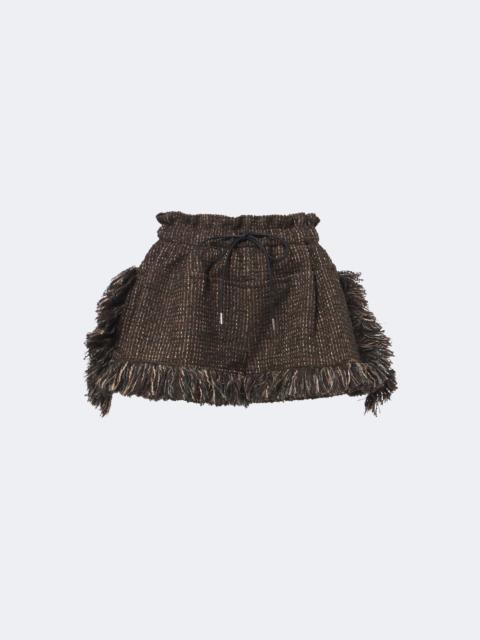 sacai Fringed wool-blend tweed shorts