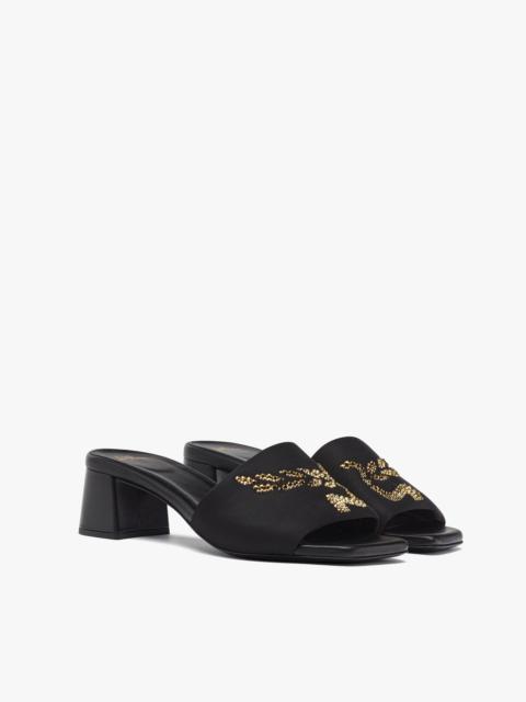 MCM Strass Logo Heel Sandals