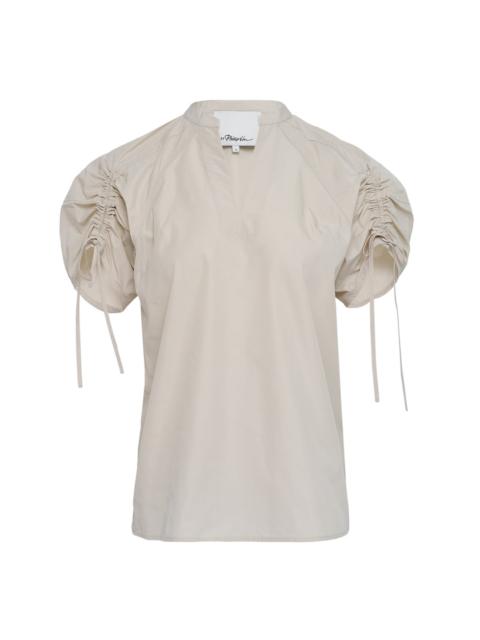 3.1 Phillip Lim Ruched Sleeve V-Neck Top