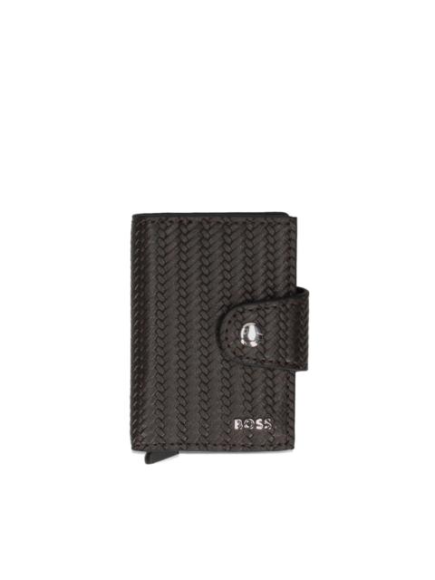 BOSS woven leather cardholder