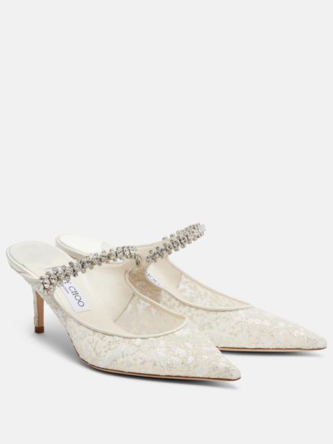 JIMMY CHOO Bing embellished leather-trimmed mules