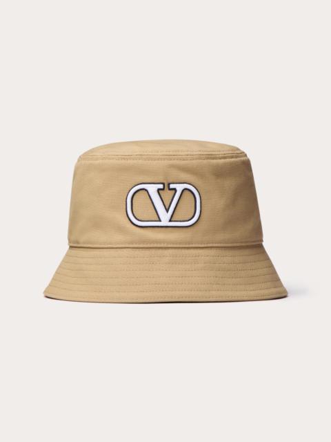 Valentino VLOGO SIGNATURE COTTON BUCKET HAT WITH VLOGO EMBROIDERY