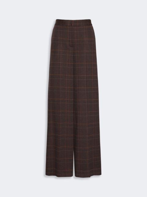 Max Mara EMIRO Wide Glen plaid jersey trousers - BROWN BORDEAUX