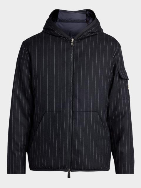 Moncler Grenoble Men's Ceze Reversible Pinstripe Wool Down Jacket