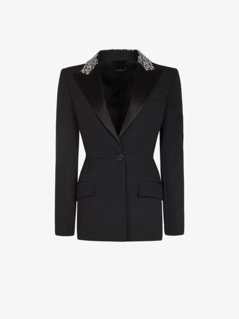 Givenchy Peplum jacket in grain de poudre with embroidered collar