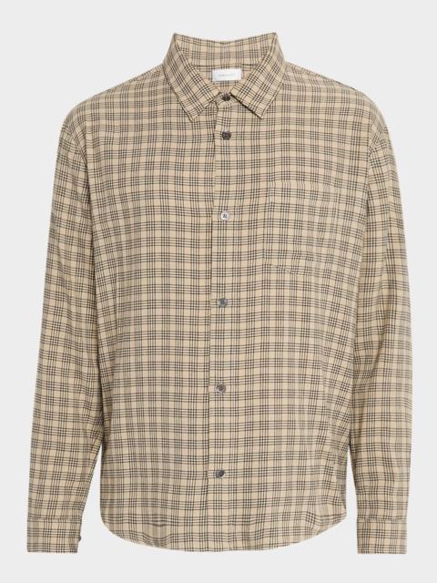 John Elliott Men's Check Viscose and Wool Pocket Button-Down Shirt