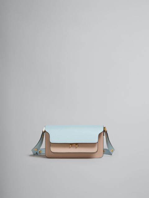 TRUNK BAG E/W IN LIGHT BLUE AND BEIGE SAFFIANO LEATHER