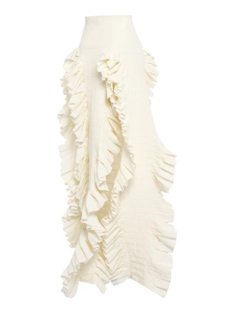A.W.A.K.E. MODE Cotton-Linen Laminary Pleated Maxi Skirt off-white