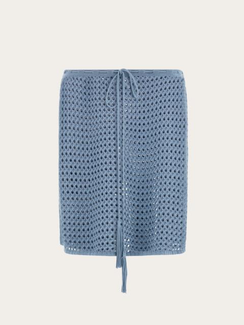 FERRAGAMO Short skirt with open weave knit