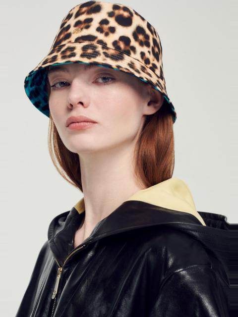 Sandro Reversible leopard-print hat