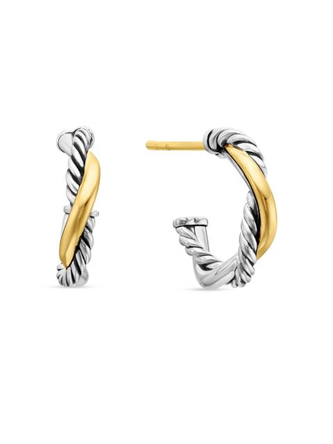 DAVID YURMAN Women's Petite Infinity Huggie Hoop Earrings in Sterling Silver with 14K Yellow Gold, 3MM - Silver