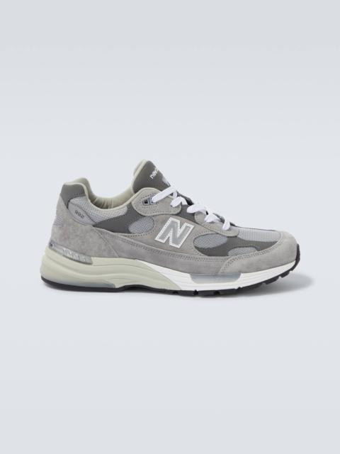 New Balance 992 suede-trimmed sneakers