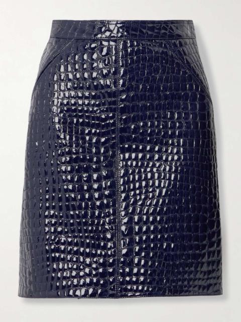 Croc-effect patent-leather mini skirt
