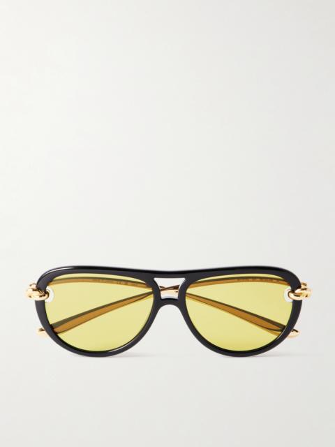Bottega Veneta New Knot Aviator-style Acetate And Gold-tone Sunglasses