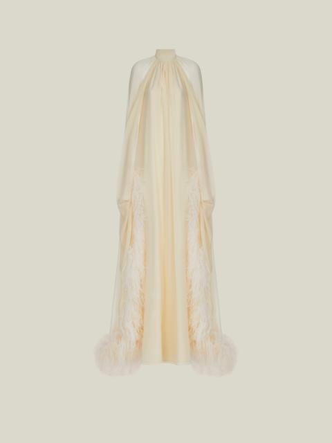 Taller Marmo Feathered Eterea Gown in Ivory