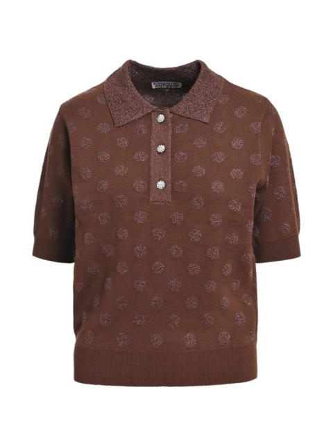 ESSENTIEL ANTWERP polka-dot rhinestone-button polo top