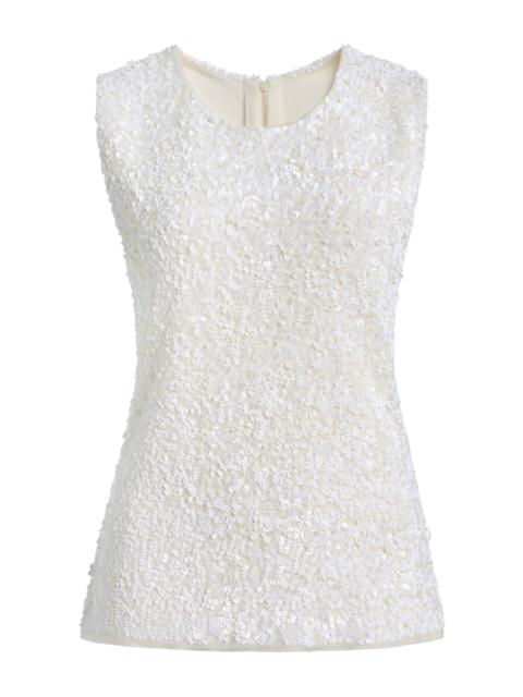 ADAM LIPPES Santi Sequined Top ivory