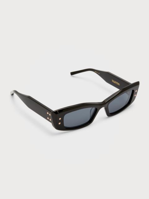 Valentino Quattro Acetate & Titanium Cat-Eye Sunglasses