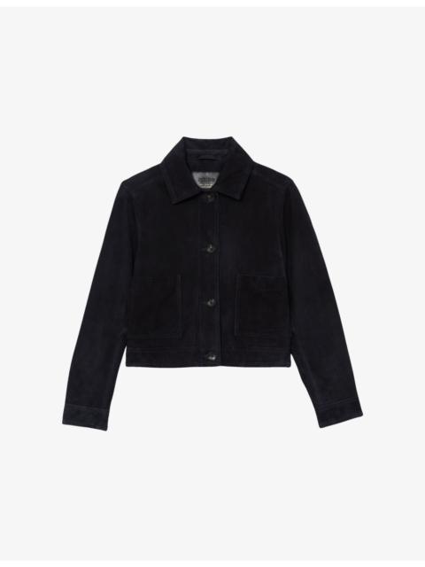 REISS Sonny Patch-Pocket Suede Trucker Jacket