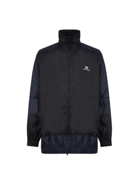 BALENCIAGA Balenciaga BB Patchwork Nylon Full-Zip Windbreaker 'Navy Black' 623019TIO544100