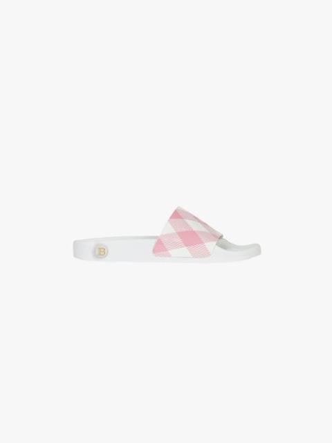 Balmain Leather Calypso sandals with a pink and white gingham print