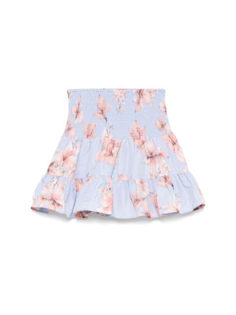 floral-print mini skirt