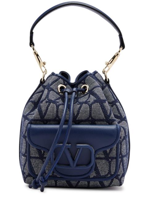Valentino Locò VLogo-jacquard small denim bucket bag