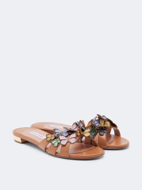 AQUAZZURA Papillon appliqué leather slides