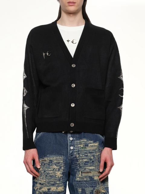 Thug Club TC Bone Knit Cardigan in Black