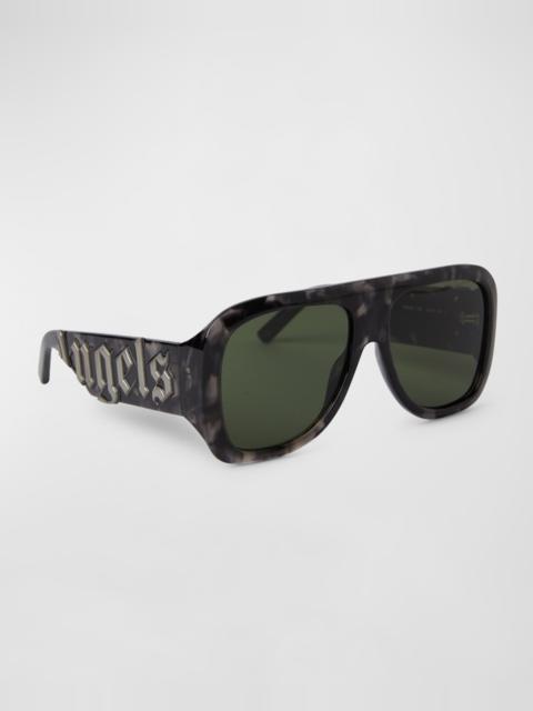 Palm Angels Sonoma Patterned Acetate & Metal Aviator Sunglasses