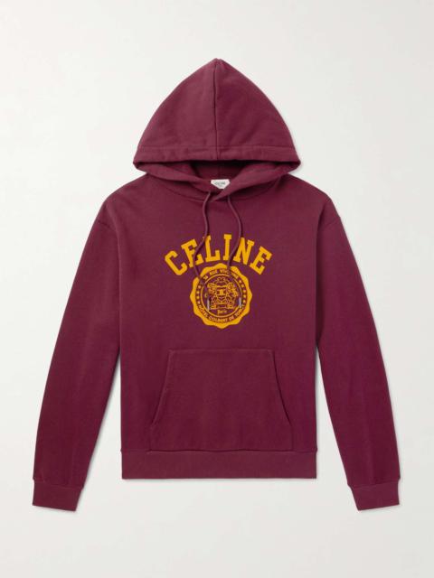 CELINE Logo-Flocked Cotton-Jersey Hoodie