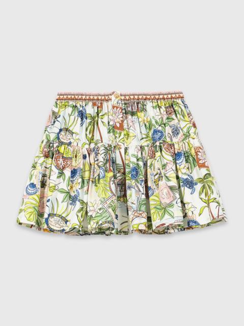 maje Printed ruffled skirt