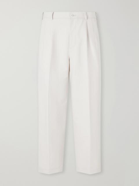 ATON Pleated Tapered Cotton Trousers