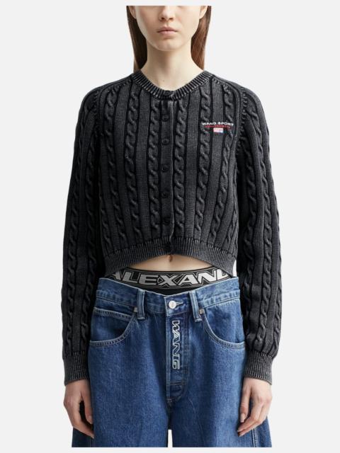 CABLE-KNIT CROPPED CARDIGAN