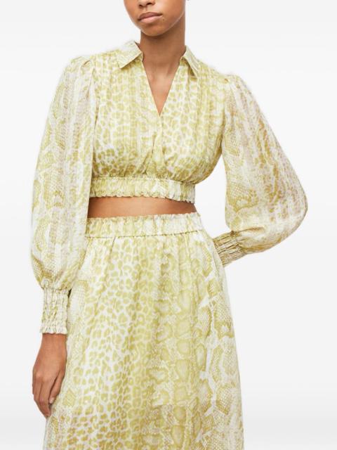 ALLSAINTS Clara Noche shirred snake-print top