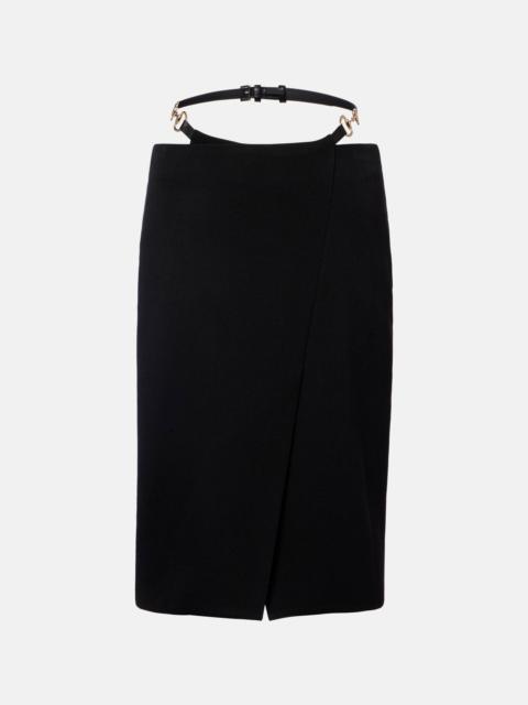 GUCCI Horsebit cutout wool wrap skirt