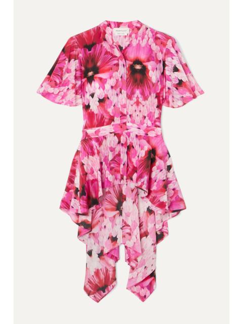 Alexander McQueen Floral-print Silk Crepe De Chine Peplum Blouse