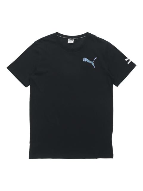 PUMA Casual Graphic T-Shirt 'Black White Blue' 596631-01