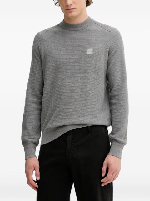 textured logo-patch sweater