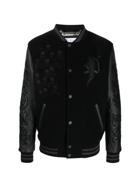 Gothic Plein logo-appliqué varsity jacket