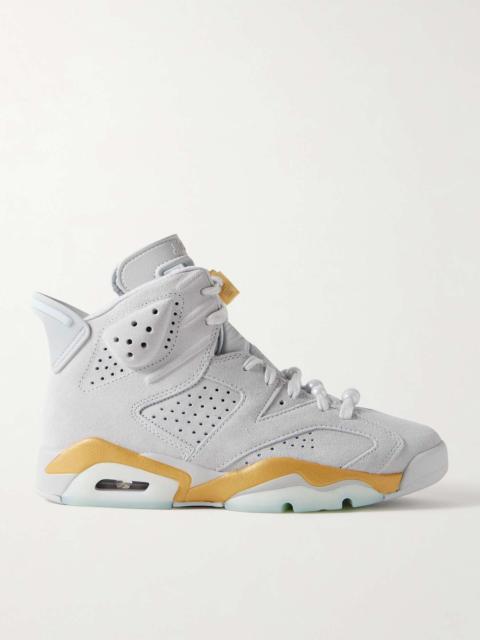 Jordan Air Jordan Retro 6 embellished satin-trimmed perforated suede high-top sneakers