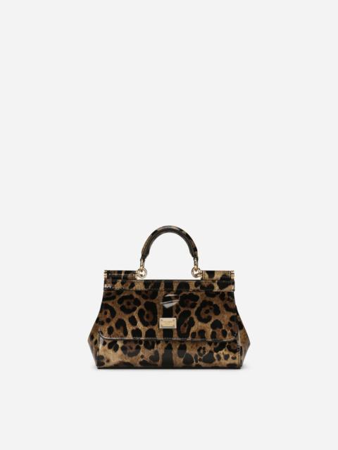 Small Sicily bag in leopard-print polished calfskin