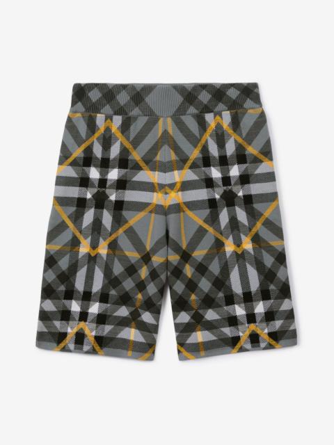 Burberry Layered Check Cotton Jacquard Shorts