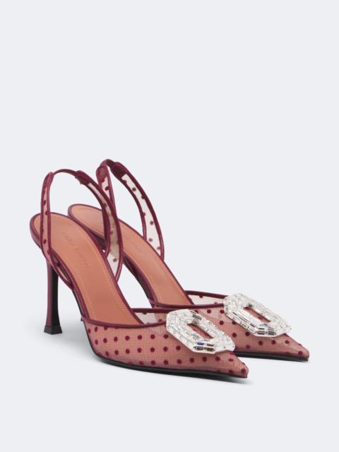 Amina Muaddi Camelia point d'Esprit slingback pumps