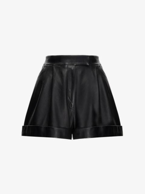 Women's High-waisted Leather Short in Black